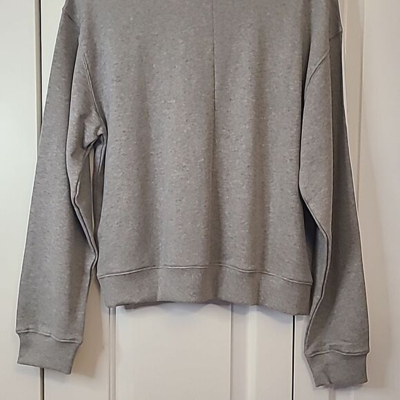 adidas Women's Essentials 3-Stripes Quarter-Zip Sweatshirt Gray and White Size L - Picture 9 of 12